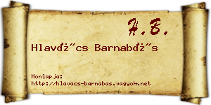 Hlavács Barnabás névjegykártya
